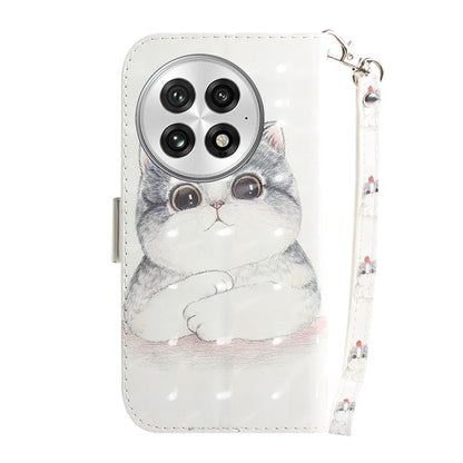 For OnePlus 13 3D Colored Flip Leather Phone Case(Cute Cat) by buy2fix