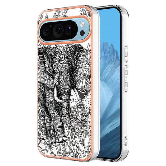 For Google Pixel 9 / 9 Pro Electroplating Dual-side IMD Phone Case(Totem Elephant) - Google Cases by buy2fix | Online Shopping UK | buy2fix