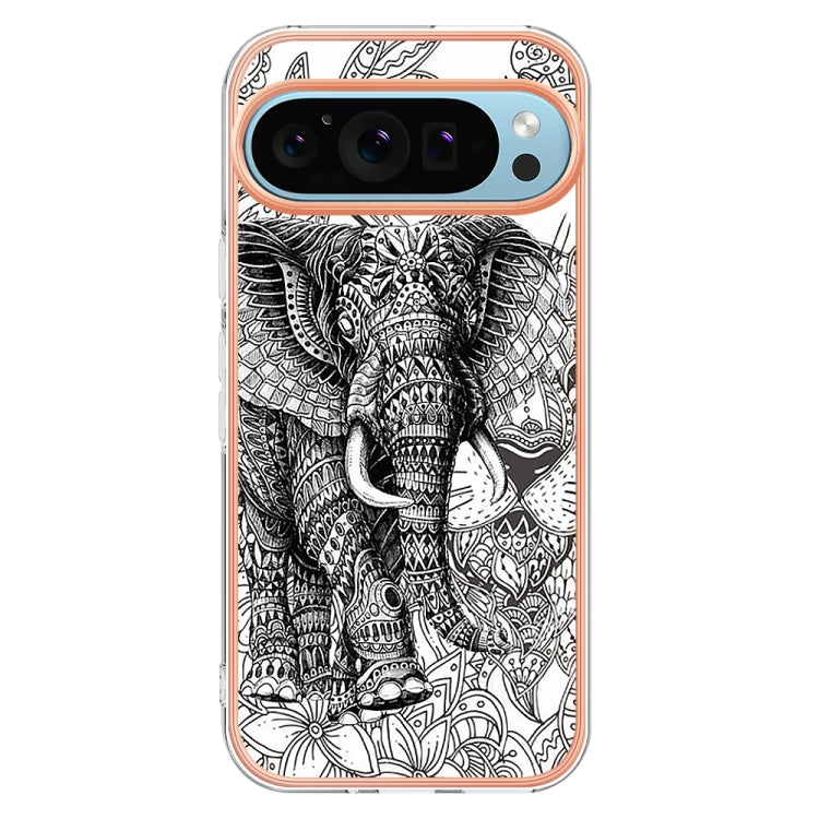 For Google Pixel 9 / 9 Pro Electroplating Dual-side IMD Phone Case(Totem Elephant) - Google Cases by buy2fix | Online Shopping UK | buy2fix