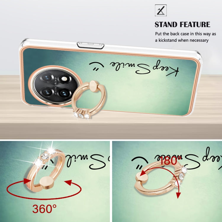 For OnePlus 11 Electroplating Dual-side IMD Phone Case with Ring Holder(Smile) by buy2fix