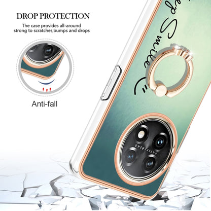 For OnePlus 11 Electroplating Dual-side IMD Phone Case with Ring Holder(Smile) by buy2fix