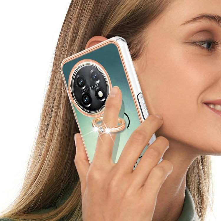 For OnePlus 11 Electroplating Dual-side IMD Phone Case with Ring Holder(Smile) by buy2fix