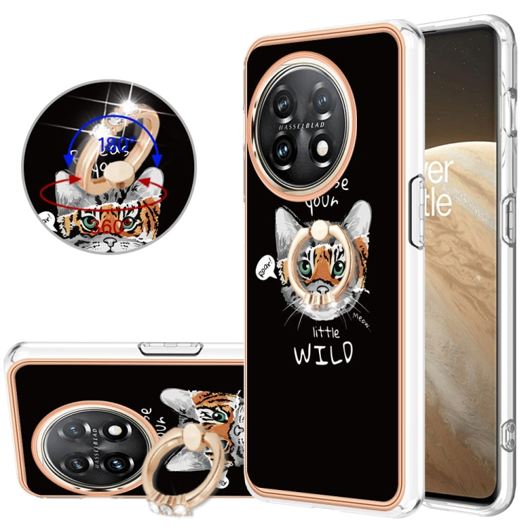 For OnePlus 11 Electroplating Dual-side IMD Phone Case with Ring Holder(Natural Growth) by buy2fix