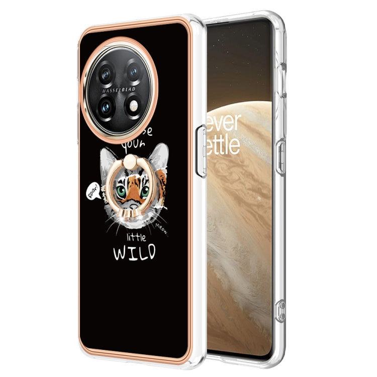 For OnePlus 11 Electroplating Dual-side IMD Phone Case with Ring Holder(Natural Growth) by buy2fix