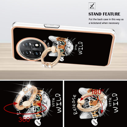 For OnePlus 11 Electroplating Dual-side IMD Phone Case with Ring Holder(Natural Growth) by buy2fix