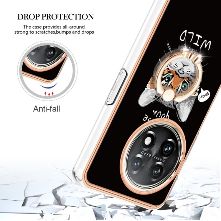 For OnePlus 11 Electroplating Dual-side IMD Phone Case with Ring Holder(Natural Growth) by buy2fix