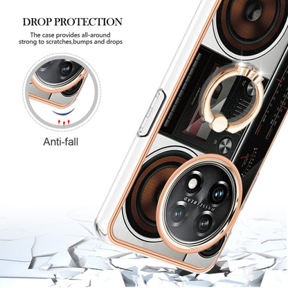 For OnePlus 11 Electroplating Dual-side IMD Phone Case with Ring Holder(Retro Radio) by buy2fix