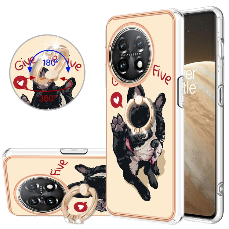 For OnePlus 11 Electroplating Dual-side IMD Phone Case with Ring Holder(Lucky Dog) by buy2fix