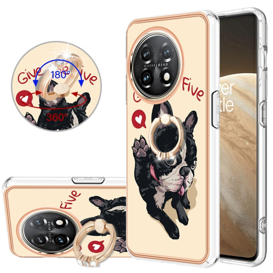 For OnePlus 11 Electroplating Dual-side IMD Phone Case with Ring Holder(Lucky Dog) by buy2fix
