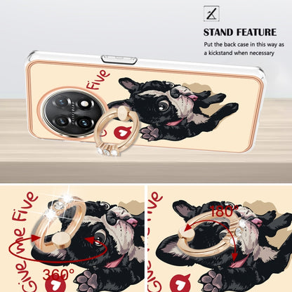 For OnePlus 11 Electroplating Dual-side IMD Phone Case with Ring Holder(Lucky Dog) by buy2fix