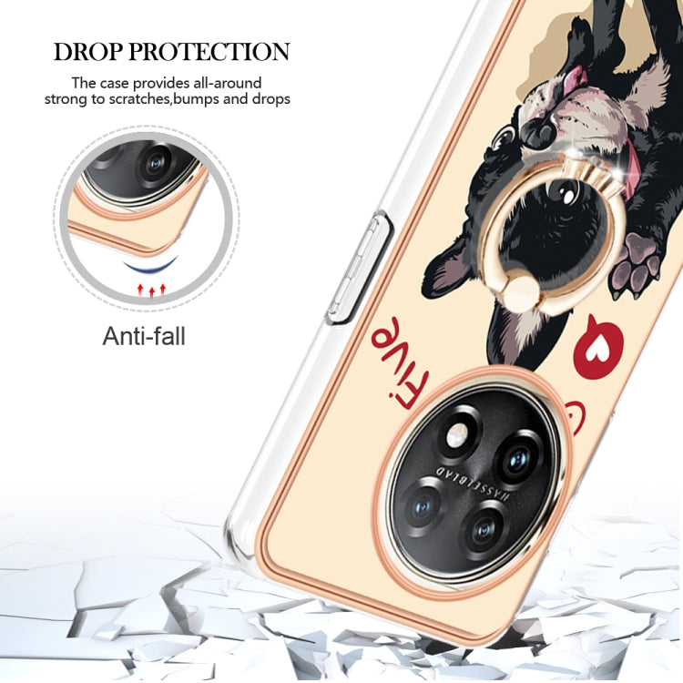 For OnePlus 11 Electroplating Dual-side IMD Phone Case with Ring Holder(Lucky Dog) by buy2fix
