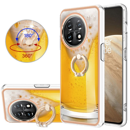 For OnePlus 11 Electroplating Dual-side IMD Phone Case with Ring Holder(Draft Beer) by buy2fix