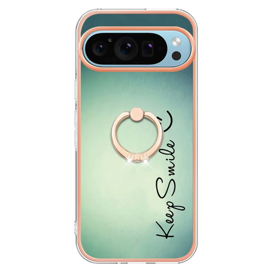 For Google Pixel 9 Pro XL Electroplating Dual-side IMD Phone Case with Ring Holder(Smile) by buy2fix