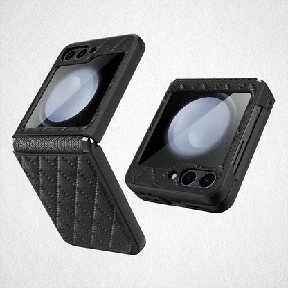 For Samsung Galaxy Z Flip6 Diamond Lattice Hinge Phone Case(Black) - Galaxy Z Flip6 5G Cases by buy2fix | Online Shopping UK | buy2fix