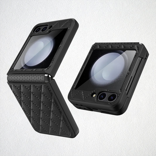 For Samsung Galaxy Z Flip6 Diamond Lattice Hinge Phone Case(Black) - Galaxy Z Flip6 5G Cases by buy2fix | Online Shopping UK | buy2fix