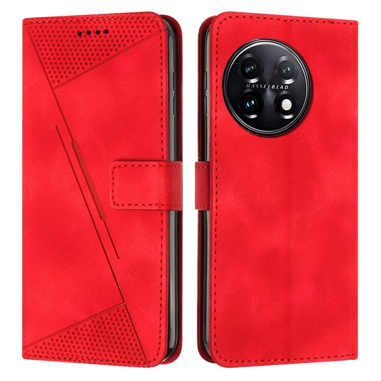 For OnePlus 11 Dream Triangle Leather Phone Case with Lanyard(Red) by buy2fix