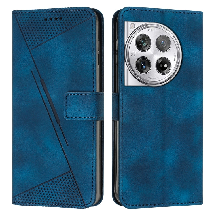 For OnePlus 12 Dream Triangle Leather Phone Case with Lanyard(Blue) by buy2fix