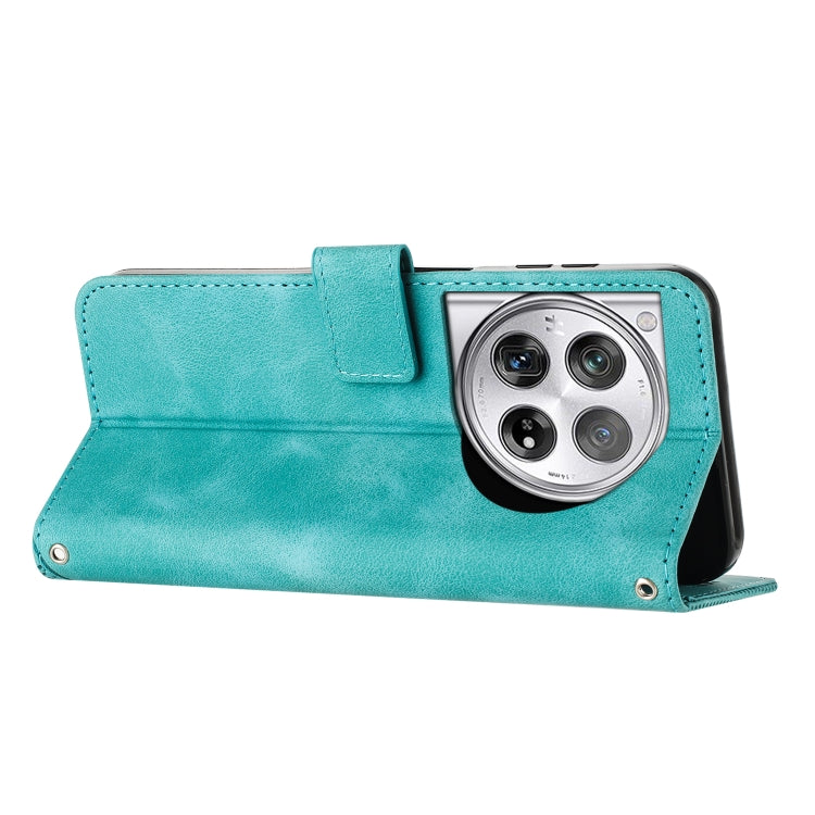 For OnePlus 12 Dream Triangle Leather Phone Case with Lanyard(Green) by buy2fix