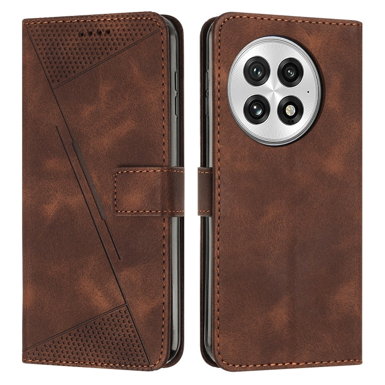 For OnePlus 13 Dream Triangle Leather Phone Case with Lanyard(Brown) by buy2fix