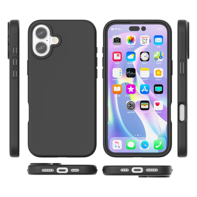 For iPhone 16 Plus Rubber Oil Surface Solid Color Phone Case(Black) - iPhone 16 Plus Cases by buy2fix | Online Shopping UK | buy2fix