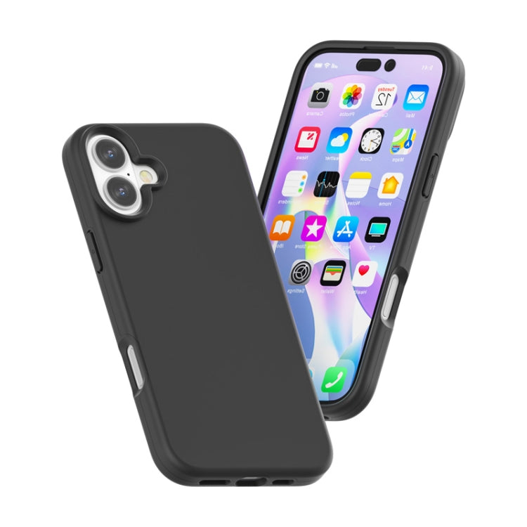 For iPhone 16 Plus Rubber Oil Surface Solid Color Phone Case(Black) - iPhone 16 Plus Cases by buy2fix | Online Shopping UK | buy2fix