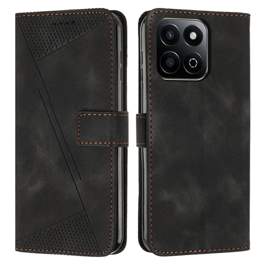 For Honor X7c 4G / 200 Smart  Dream Triangle Leather Phone Case with Lanyard(Black)