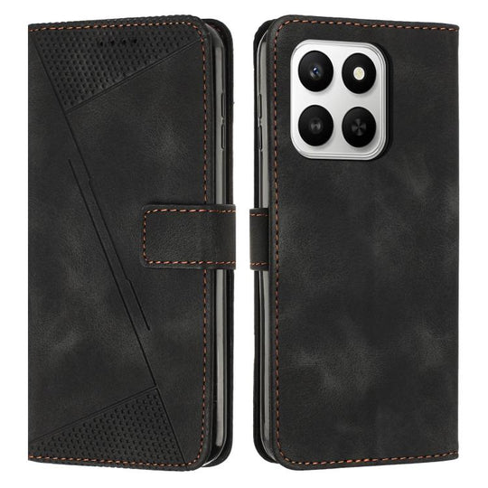 For Honor 400 Smart 5G / X7d 5G Dream Triangle Leather Phone Case with Lanyard(Black)