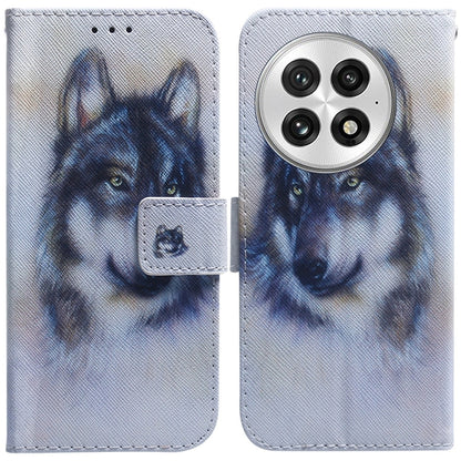 For OnePlus 13 Coloured Drawing Flip Leather Phone Case(White Wolf) by buy2fix