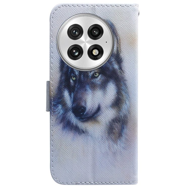 For OnePlus 13 Coloured Drawing Flip Leather Phone Case(White Wolf) by buy2fix
