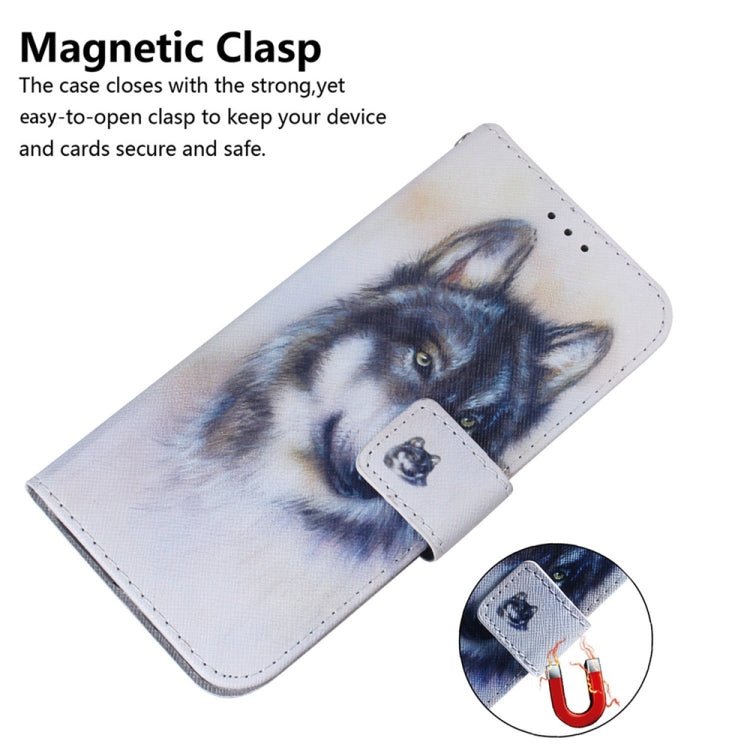 For OnePlus 13 Coloured Drawing Flip Leather Phone Case(White Wolf) by buy2fix