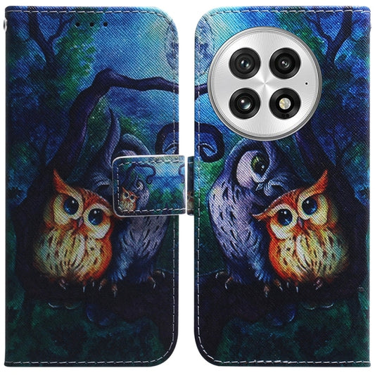 For OnePlus 13 Coloured Drawing Flip Leather Phone Case(Oil Painting Owl) by buy2fix