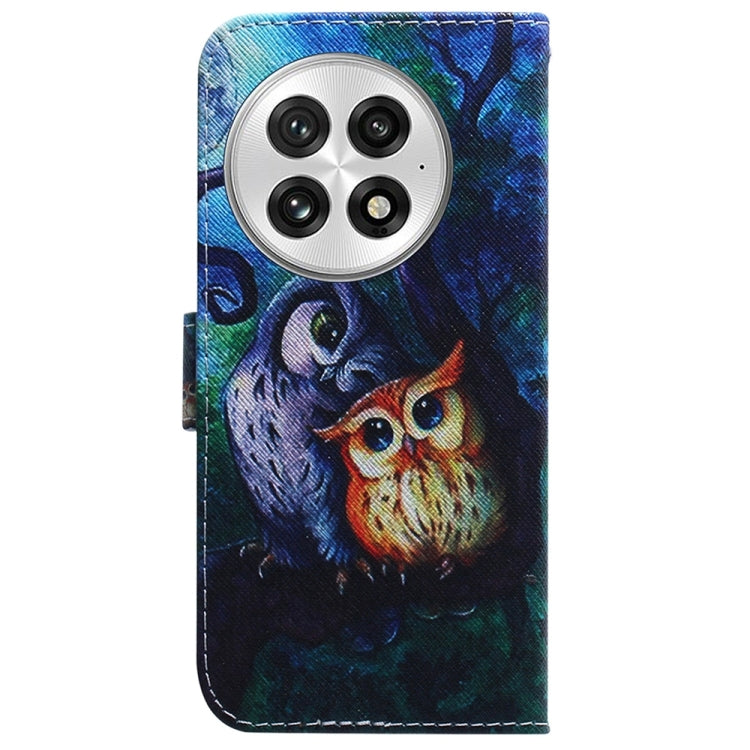 For OnePlus 13 Coloured Drawing Flip Leather Phone Case(Oil Painting Owl) by buy2fix