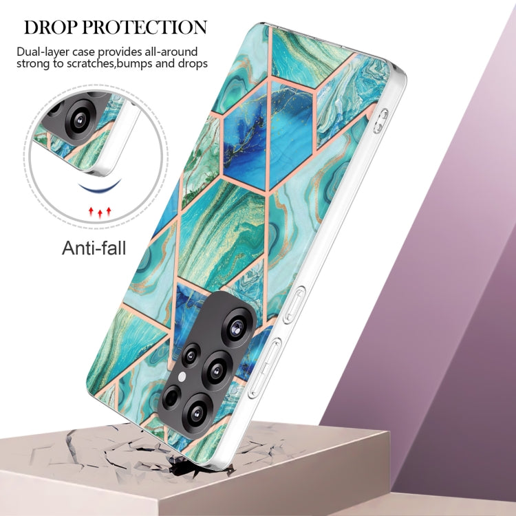 For Samsung Galaxy S25 Ultra 5G Electroplating Splicing Marble TPU Phone Case(Green) - Galaxy S25 Ultra 5G Cases by buy2fix | Online Shopping UK | buy2fix