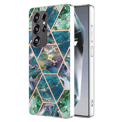 For Samsung Galaxy S25 Ultra 5G Electroplating Splicing Marble TPU Phone Case(Blue Green) - Galaxy S25 Ultra 5G Cases by buy2fix | Online Shopping UK | buy2fix