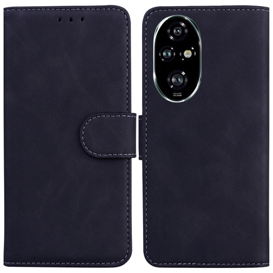 For Honor 200 Pro 5G Skin Feel Pure Color Flip Leather Phone Case(Black)