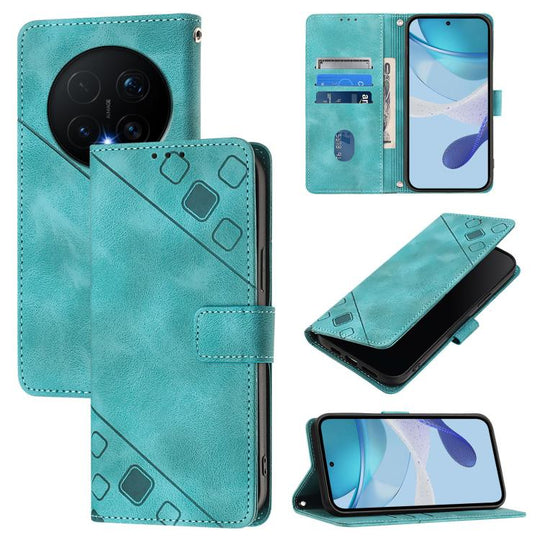 For Honor Magic8 Pro Skin-feel Embossed Leather Phone Case(Green)