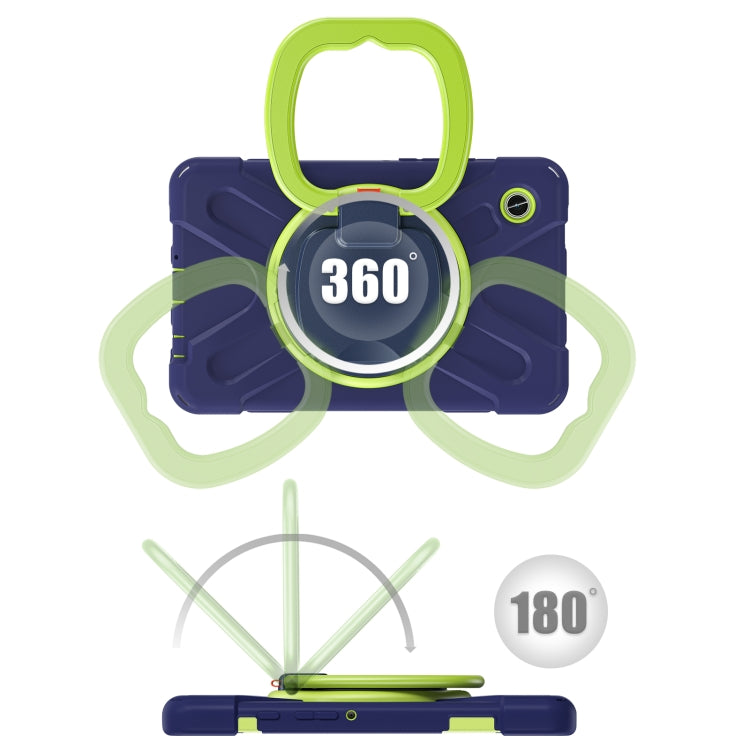 For Samsung Galaxy Tab A9 / Tab A11 Silicone Hybrid PC Tablet Case with Holder & Shoulder Strap(Navy Blue Olivine) by buy2fix