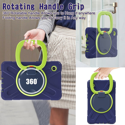 For Samsung Galaxy Tab A9 / Tab A11 Silicone Hybrid PC Tablet Case with Holder & Shoulder Strap(Navy Blue Olivine) by buy2fix