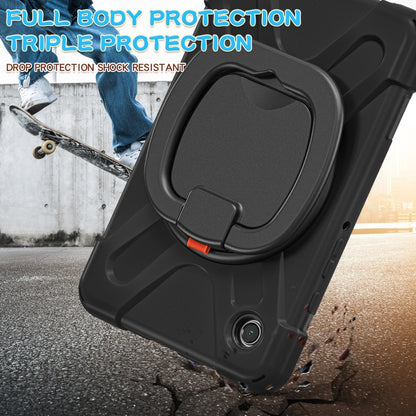 For Samsung Galaxy Tab A9 / Tab A11 Silicone Hybrid PC Tablet Case with Holder & Shoulder Strap(Black) by buy2fix