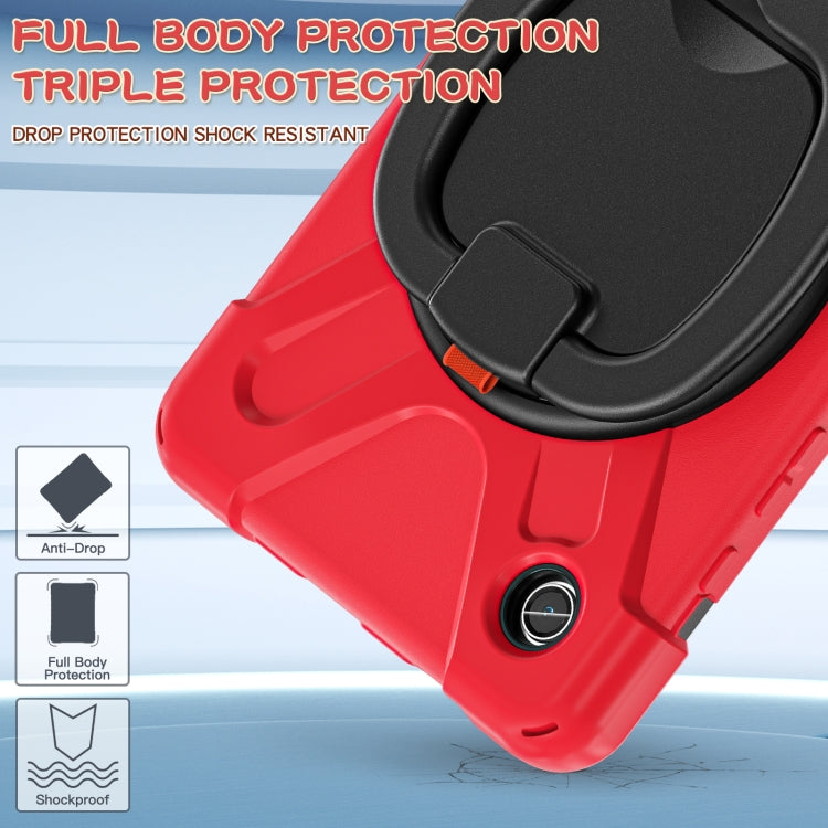 For Samsung Galaxy Tab A9 / Tab A11 Silicone Hybrid PC Tablet Case with Holder & Shoulder Strap(Red) by buy2fix