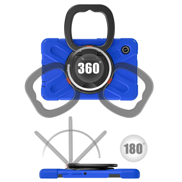 For Samsung Galaxy Tab A9 / Tab A11 Silicone Hybrid PC Tablet Case with Holder & Shoulder Strap(Blue) by buy2fix