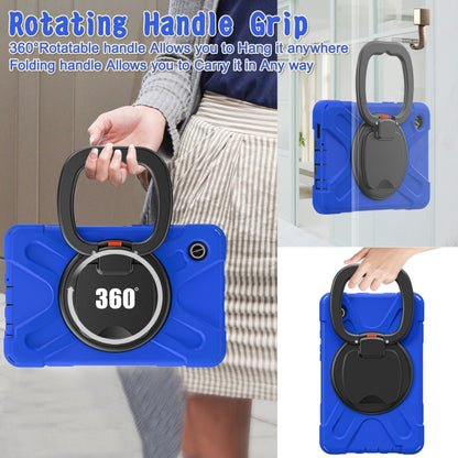 For Samsung Galaxy Tab A9 / Tab A11 Silicone Hybrid PC Tablet Case with Holder & Shoulder Strap(Blue) by buy2fix