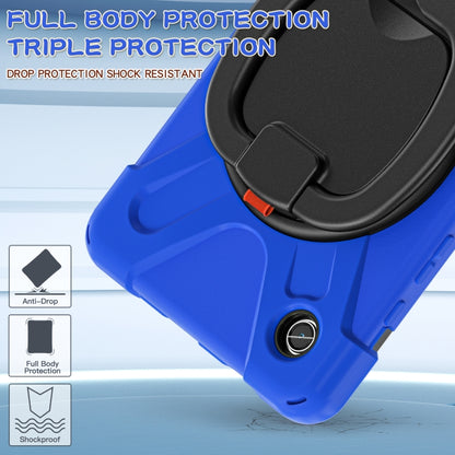 For Samsung Galaxy Tab A9 / Tab A11 Silicone Hybrid PC Tablet Case with Holder & Shoulder Strap(Blue) by buy2fix