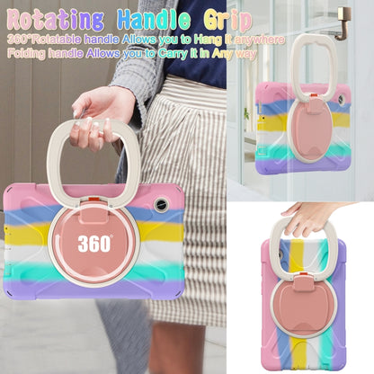 For Samsung Galaxy Tab A9 / Tab A11 Silicone Hybrid PC Tablet Case with Holder & Shoulder Strap(Colorful Pink) by buy2fix