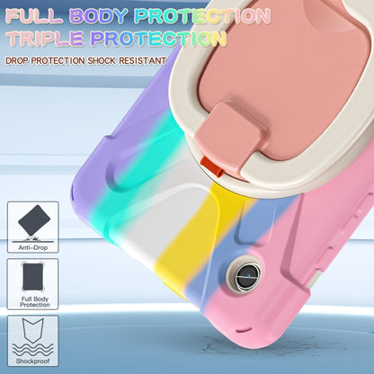 For Samsung Galaxy Tab A9 / Tab A11 Silicone Hybrid PC Tablet Case with Holder & Shoulder Strap(Colorful Pink) by buy2fix