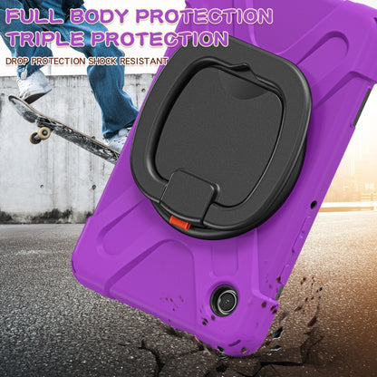For Samsung Galaxy Tab A9 / Tab A11 Silicone Hybrid PC Tablet Case with Holder & Shoulder Strap(Purple) by buy2fix