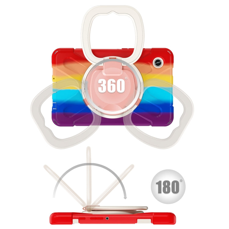 For Samsung Galaxy Tab A9 / Tab A11 Silicone Hybrid PC Tablet Case with Holder & Shoulder Strap(Colorful Red) by buy2fix