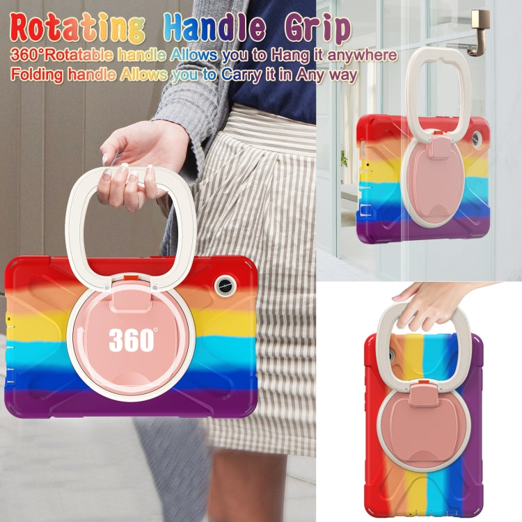 For Samsung Galaxy Tab A9 / Tab A11 Silicone Hybrid PC Tablet Case with Holder & Shoulder Strap(Colorful Red) by buy2fix