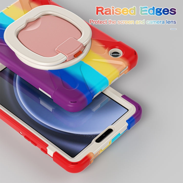 For Samsung Galaxy Tab A9 / Tab A11 Silicone Hybrid PC Tablet Case with Holder & Shoulder Strap(Colorful Red) by buy2fix