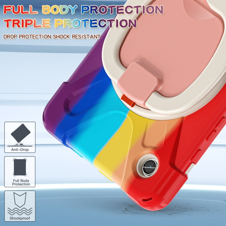 For Samsung Galaxy Tab A9 / Tab A11 Silicone Hybrid PC Tablet Case with Holder & Shoulder Strap(Colorful Red) by buy2fix